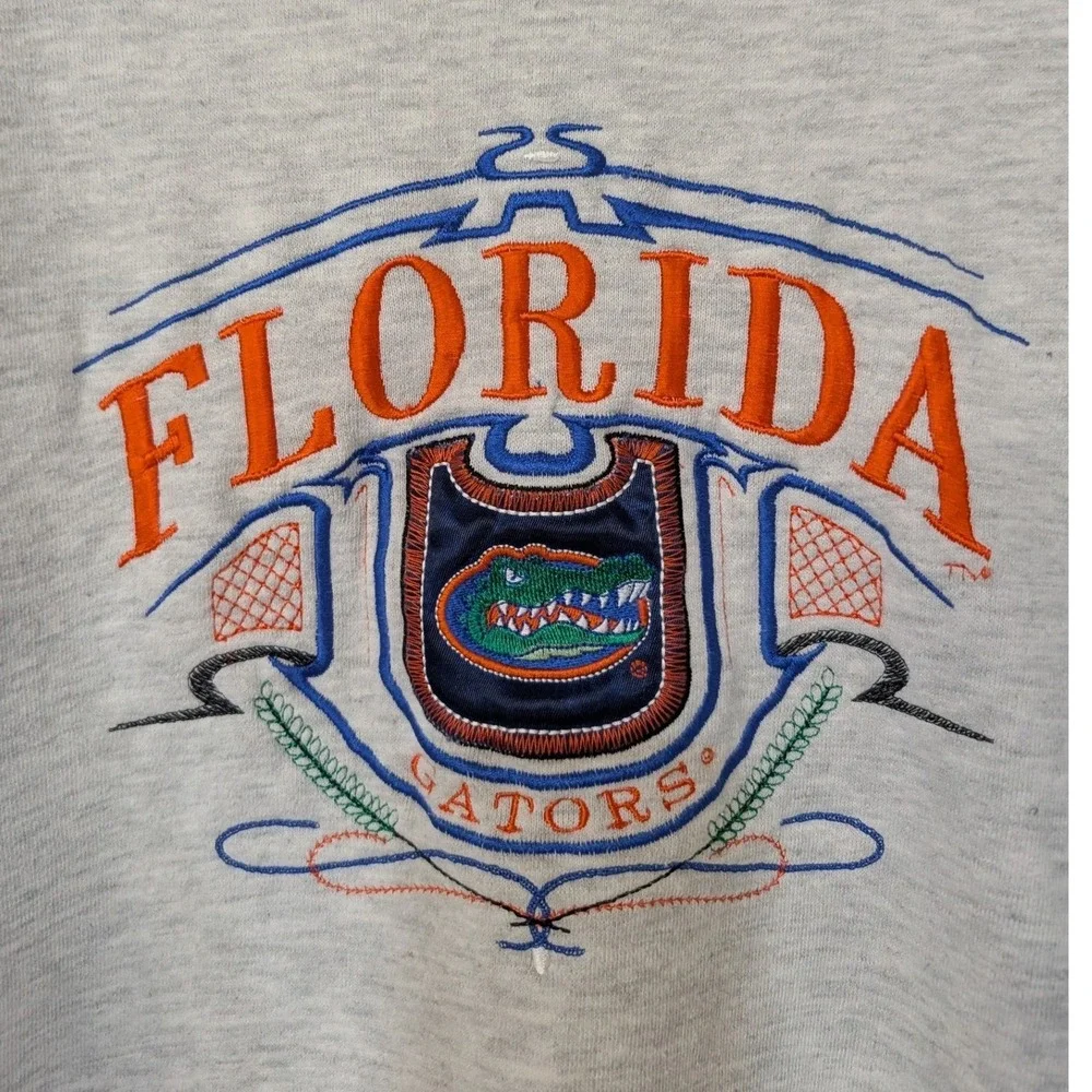 Florida Gators Vintage 90s‎ Crewneck Sweatshirt Gray Embroidered L - Picture 4 of 13